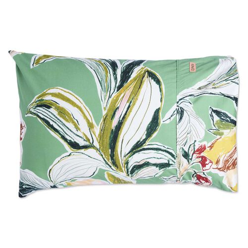 Kip&Co Somerset Green Organic Cotton Pillowcases 2P Std Set